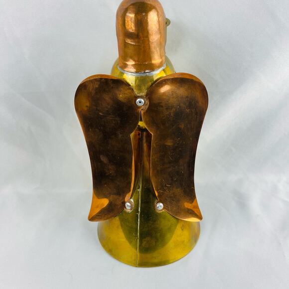 Vintage Handmade Brass & Copper Christmas Angel Taper Candlestick Holder Mexico - Picture 6 of 9